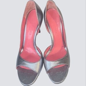 Judith Leiber Women's Silver Leather Open Toes 4" Stiletto Heels Size 7B